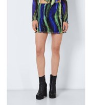 Noisy May Black Wavy Stripe Frill Hem Mini Skirt